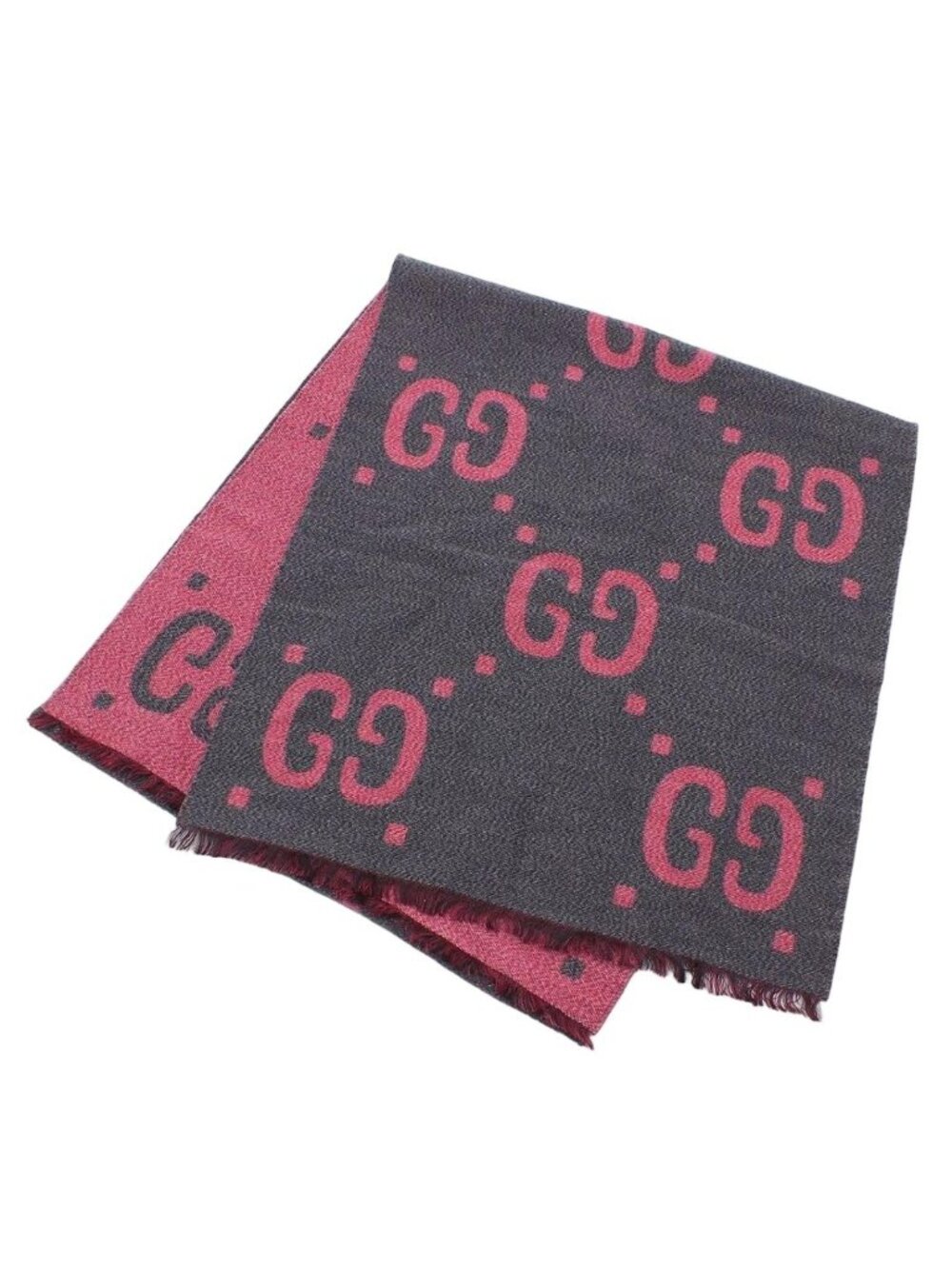 Gucci GG Jacquard Wool Silk Scarf Shawl